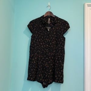 Free People Black Comb Collared Romper